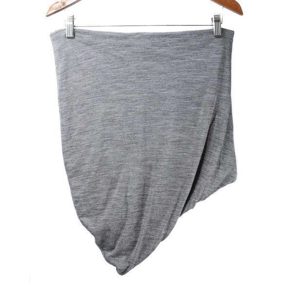 VANESSA BRUNO Gray Wool Blend Asymmetrical Skirt - Picture 2 of 4